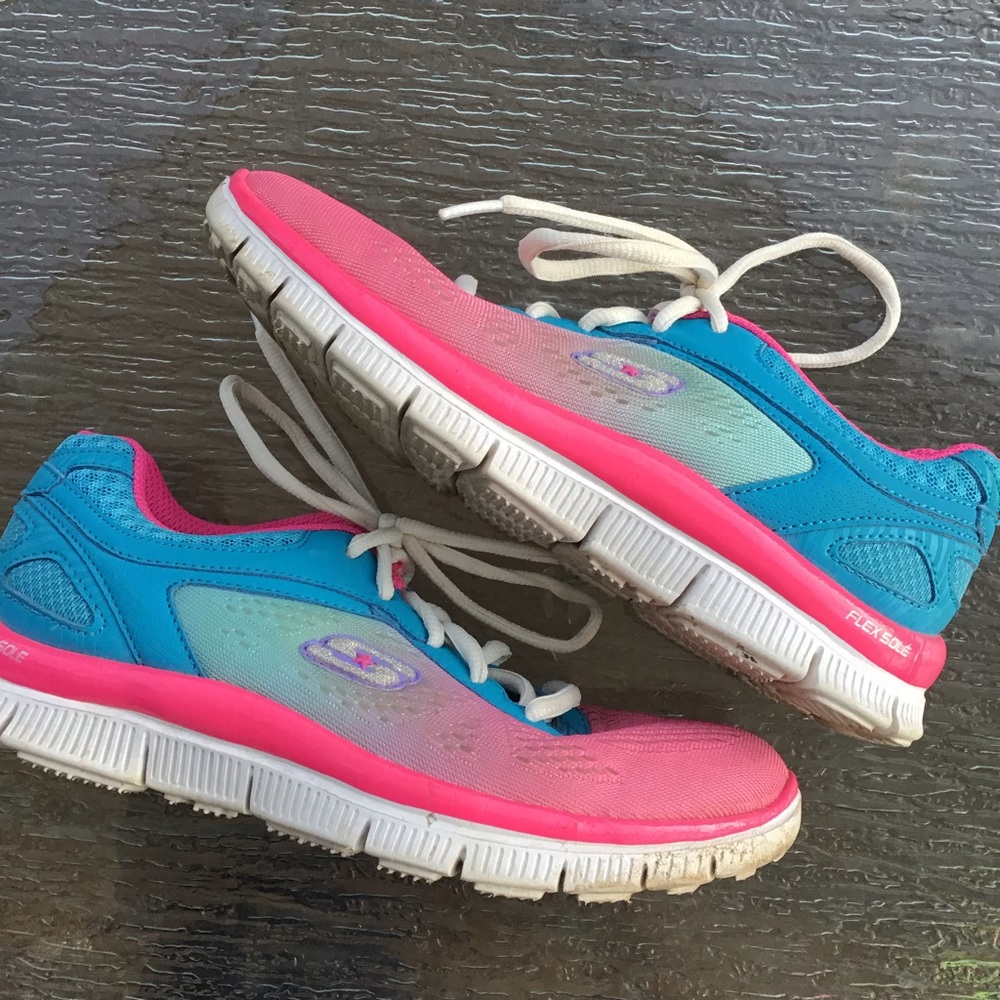 girls ombré SKECHERS memory foam sneakers gym 3